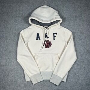 Abercrombie & Fitch pullover Hoodie Men Medium Cream Muscle Fit y2k emblem NY
